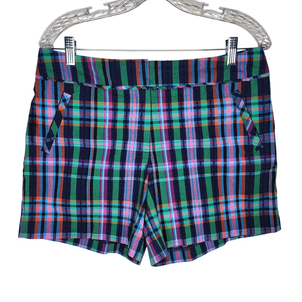Anne Klein Womens Multi Color Plaid Shorts Size 8